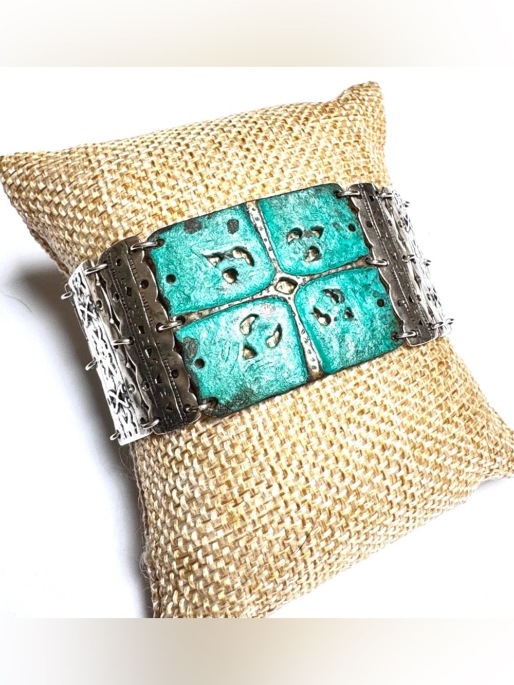 SILPADA Bracelet Sterling Silver Green Patina Toggle ‘Artifact’ B2832 EXC COND